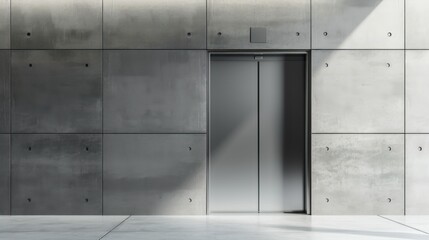 portrait of silver elevator door