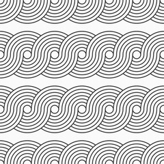 Abstract seamless vector pattern with geometric ornaments, wavy lines. Design for textile print, poster, fabric. Vector geometric monochrome background.