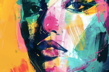 Abstract Expressionist Portrait Illustration with Bold Brushstrokes and Vibrant Colors