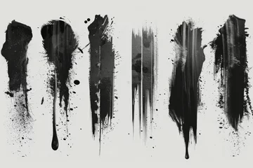 Fotobehang Black ink stains on a white background. Abstract dirty blots in modern format © DZMITRY