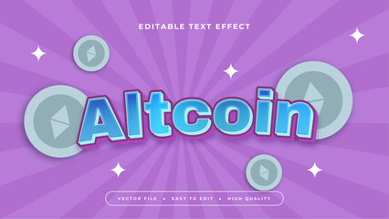 Blue gray grey and purple violet altcoin 3d editable text effect - font style