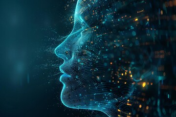 Advanced AI deep learning algorithms, technological singularity rise, futuristic artificial intelligence concept, digital illustration - obrazy, fototapety, plakaty