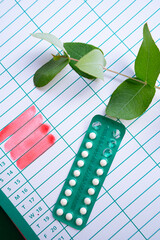 21 day oral contraceptive pills, birth control and pregnancy planning - obrazy, fototapety, plakaty