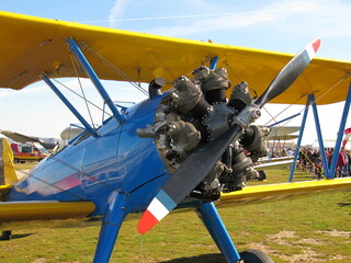 airplane propeller old museum steering wheel four winds stearman rotary engine cylinders