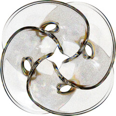 3d rendering. Abstract geometric shapes illustration. Dispersion glass objects isolated on transparent background