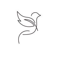Continuous line bird White one line vector illustration 
