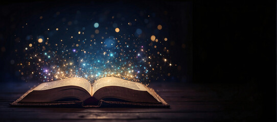 Old book with magic lights,  world book day , book day , book, world book day , book day concept