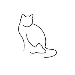 One line drawing Cat sitting vector illustration 