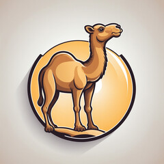 Flat logo illustration of "camel"  colorful background