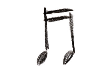 A minimalist pencil sketch of musical notes on a transparent background, ideal for diverse design...