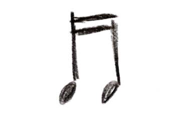 A minimalist pencil sketch of musical notes on a transparent background, ideal for diverse design projects.