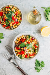 Healthy homemade chickpea and veggies salad