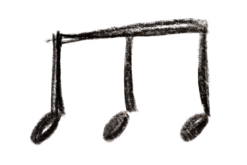 A minimalist pencil sketch of musical notes on a transparent background, ideal for diverse design projects.