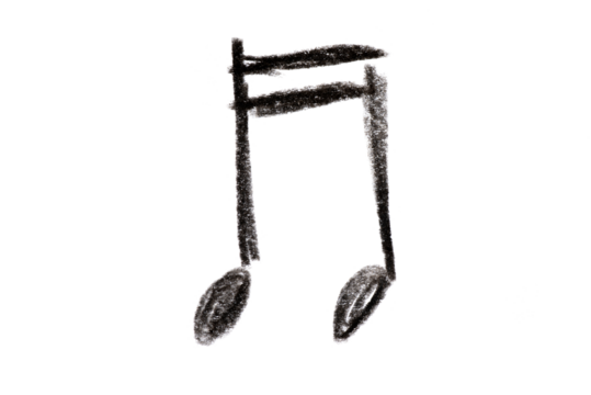 A minimalist pencil sketch of musical notes on a transparent background, ideal for diverse design projects.