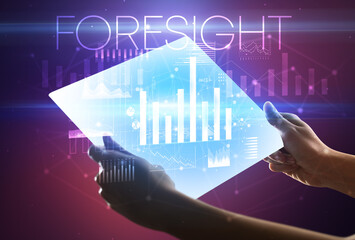 Hand holding futuristic, business concept