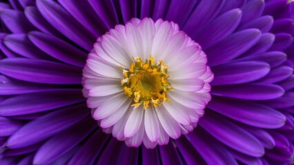 Beautiful flower macro shot with violet petals as backdrop