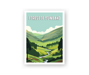 Forest Of Bowland Illustration Art. Travel Poster Wall Art. Minimalist Vector art