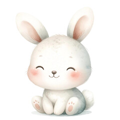 Watercolor Baby Bunny Sitting Cutely Illustration
