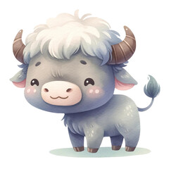 Cute Watercolor Highland Cow Illustration

