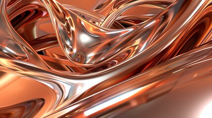 Abstract copper background. Liquid metal.