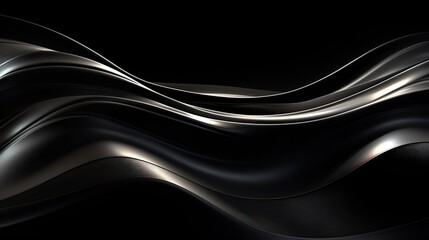 A luxurious and sleek design showcasing flowing golden waves with glittery accents on a deep black backdrop, conveying richness and elegance - obrazy, fototapety, plakaty