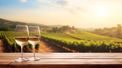 autumn countryside wine background; vine, red wine bottles, wineglass, wine barrel; wine tasting concept
