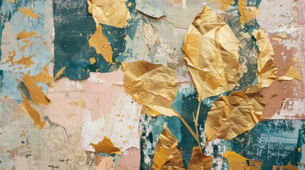 Printed abstract art with golden texture. Brushstrokes of paint. Modern art. Prints, wallpapers, posters, cards, murals, rugs, hangings, prints.