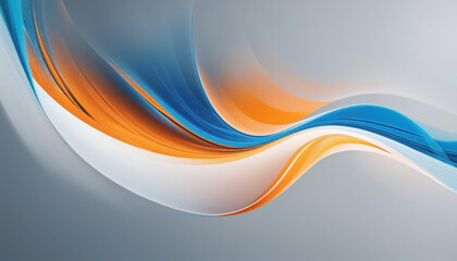 Abstract background with smooth lines in blue and orange colors on white colorful background
