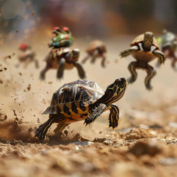 a turtle race funny image