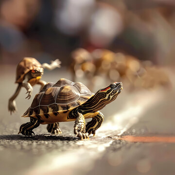 a turtle race funny image