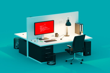 Sleek Modern Office Workspace Displaying a Computer Error on Screen