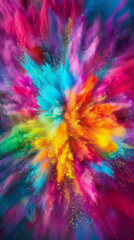 Fototapeta na wymiar Festive background Holi festival of colors. Dynamic explosion colored powder