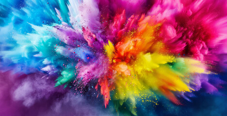 Fototapeta premium Dynamic explosion colored powder. Festive spirit Holi festival of colors