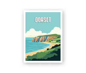 Dorset Illustration Art. Travel Poster Wall Art. Minimalist Vector art