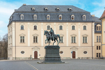  Equestrian sculpture of Carl August - Duke of Saxe-Weimar-Eisenach at Place of Democracy in city of Weimar in Germany