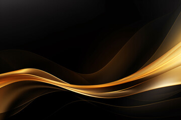 Abstract digital wave with shimmering gold particles on dark background. Luxury and elegant technology background