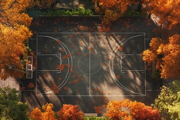 basketball stadium top view - obrazy, fototapety, plakaty