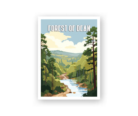 Forest Of Dean Illustration Art. Travel Poster Wall Art. Minimalist Vector art