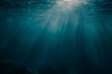 Mystical Underwater Landscape with Sunlight Rays