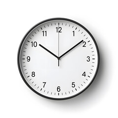 A sleek minimalist wall clock displaying a simple design, isolated against a white background.