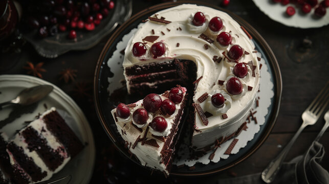 Black forest cake with berries
