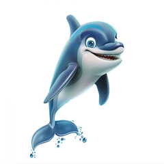 Fototapeta premium Cute Funny Cartoon Dolphin, Illustration for Children Book, Generative AI