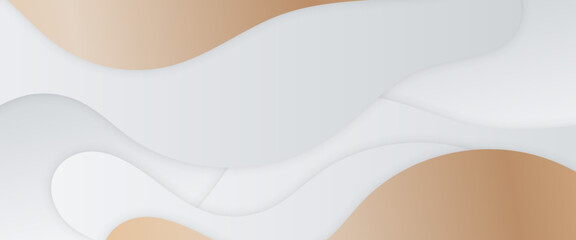 White and gold vector gradient abstract banner with shapes elements. For background presentation, background, wallpaper, banner, brochure, web layout, and cover