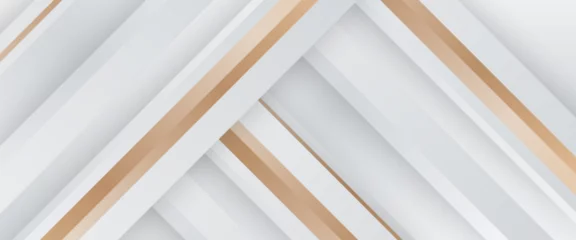 Tapeten White and gold minimal geometric shape abstract banner. For business banner, formal backdrop, prestigious voucher, luxe invite, wallpaper and background © SyahCreation