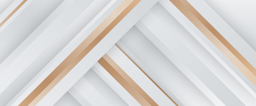 White and gold minimal geometric shape abstract banner. For business banner, formal backdrop, prestigious voucher, luxe invite, wallpaper and background