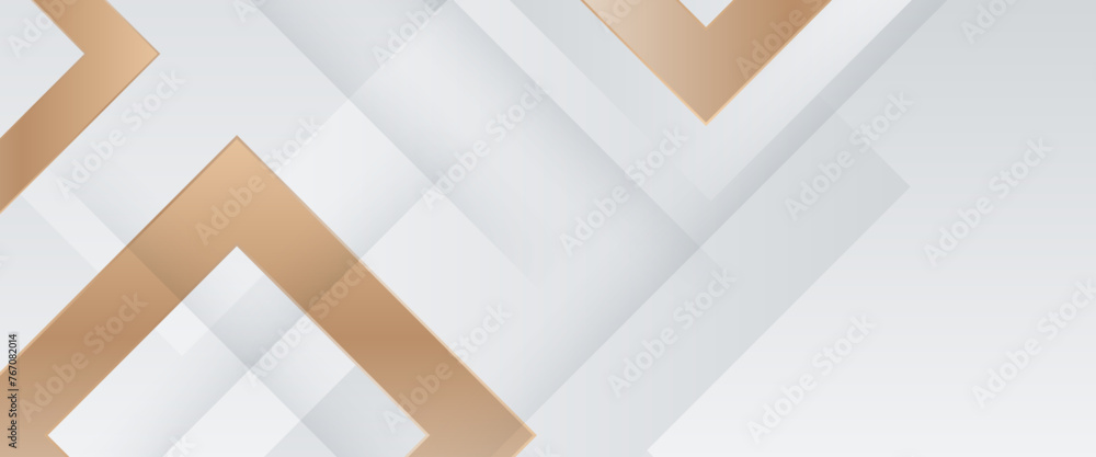 Poster white and gold modern and simple abstract banner art vector with shapes. for background presentation
