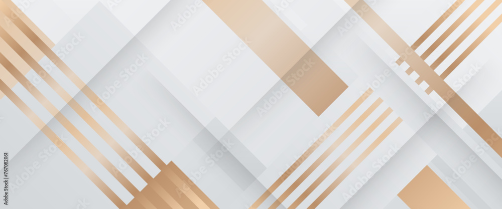 Poster white and gold modern and simple abstract banner art vector with shapes. for background presentation