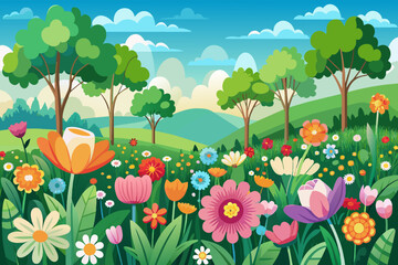 Fototapeta na wymiar spring-blooming-flowers vector illustration 