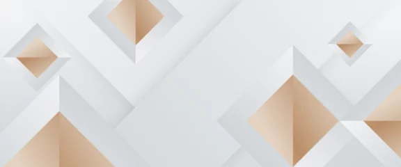 Fototapeten White and gold minimal geometric shape abstract banner. For business banner, formal backdrop, prestigious voucher, luxe invite, wallpaper and background © SyahCreation