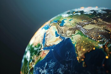 Detailed Planet Earth Globes, Satellite View Focused on America, Asia, Europe, Africa - 3D - obrazy, fototapety, plakaty